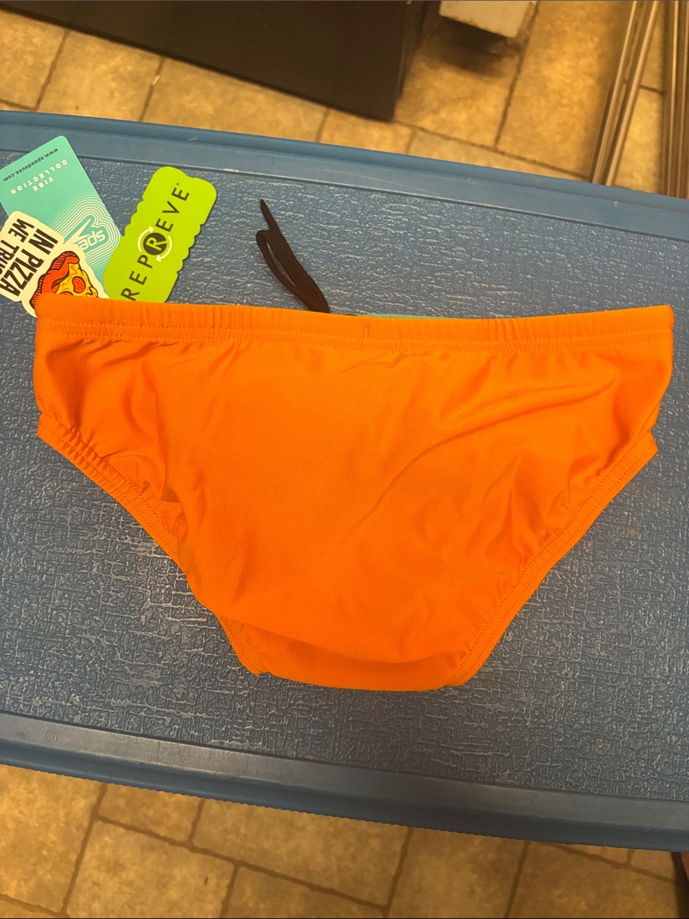 Speedo eco endurance Orange, Teal & Blue Swim Briefs. - Picture 4 of 4